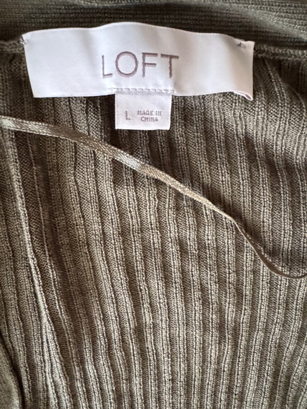 LOFT Olive Ribbed Open Cardigan - Picture 2 of 2